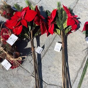NWT Festive Red and Green Holiday Decor with Poinsettias Bundle